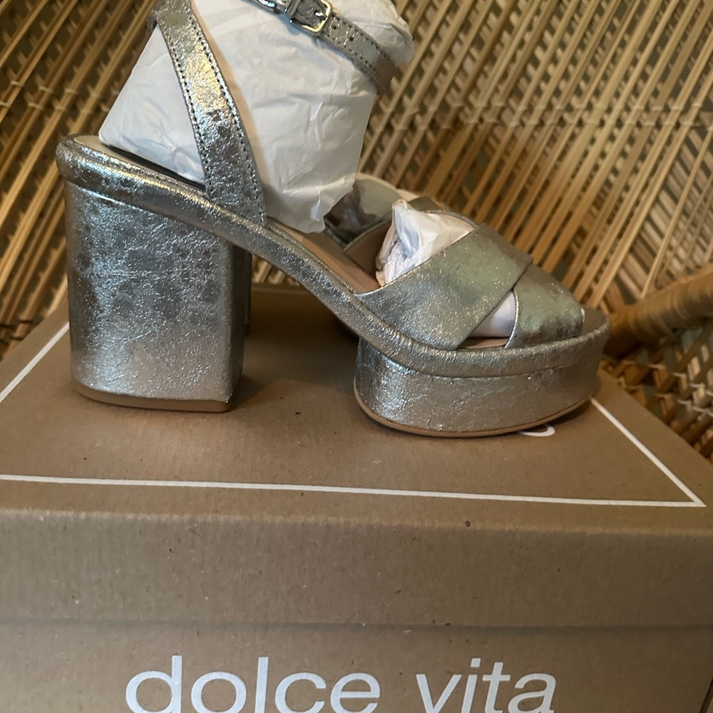 Dolce Vita Silver Disco Platform Heels